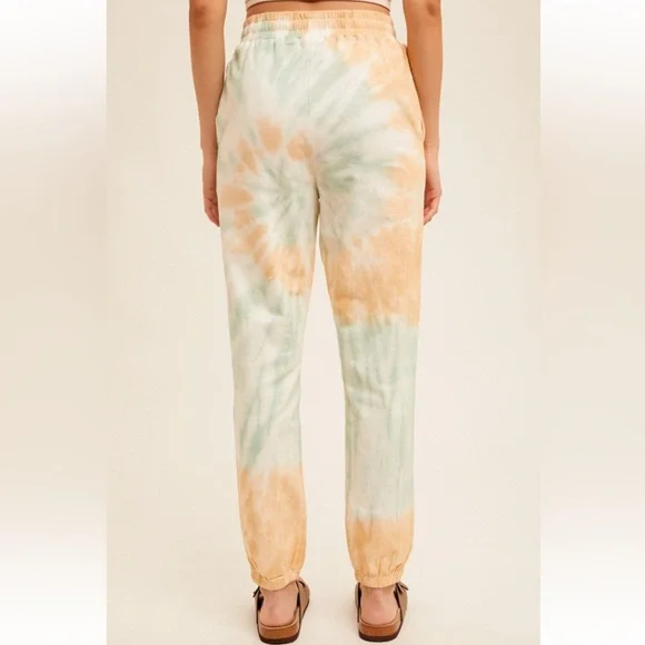 Tie Dye French Terry Jogger Pants|Taupe+Mint - Picture 3 of 3